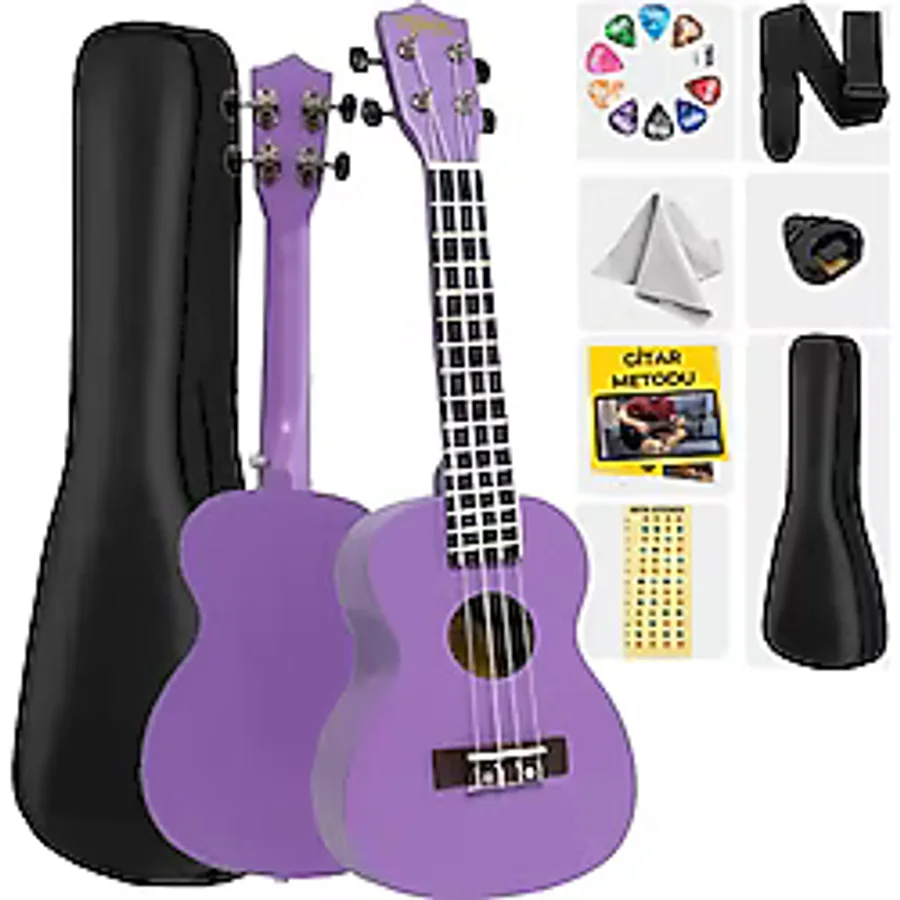 Midex UKX-233PRP Mor Concert Ukulele (Askı Çanta Metod Pena)