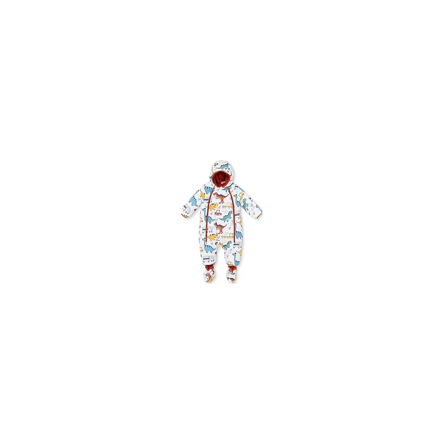 Midimod Erkek Bebek Astronot Tulum Dinozor Baskılı Fermuarlı Kapüşonlu Long Sleeve Lastikli - Desenli - 18 - 24 Ay