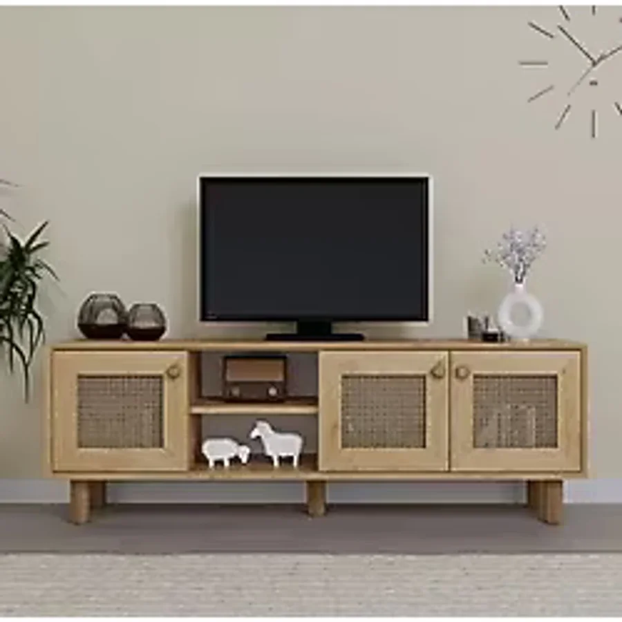 midoser Bohem Serisi Natura Ceviz-Meşe Pvc Hasır Desen Tv Ünitesi