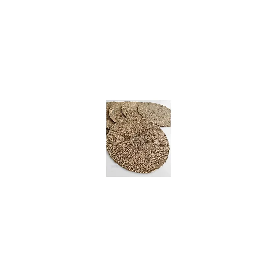 Mien 4'lü Hasır Örgü Amerikan Servis Tabak Altlığı - Hasır Supla - 35 x 35 cm - Kahve