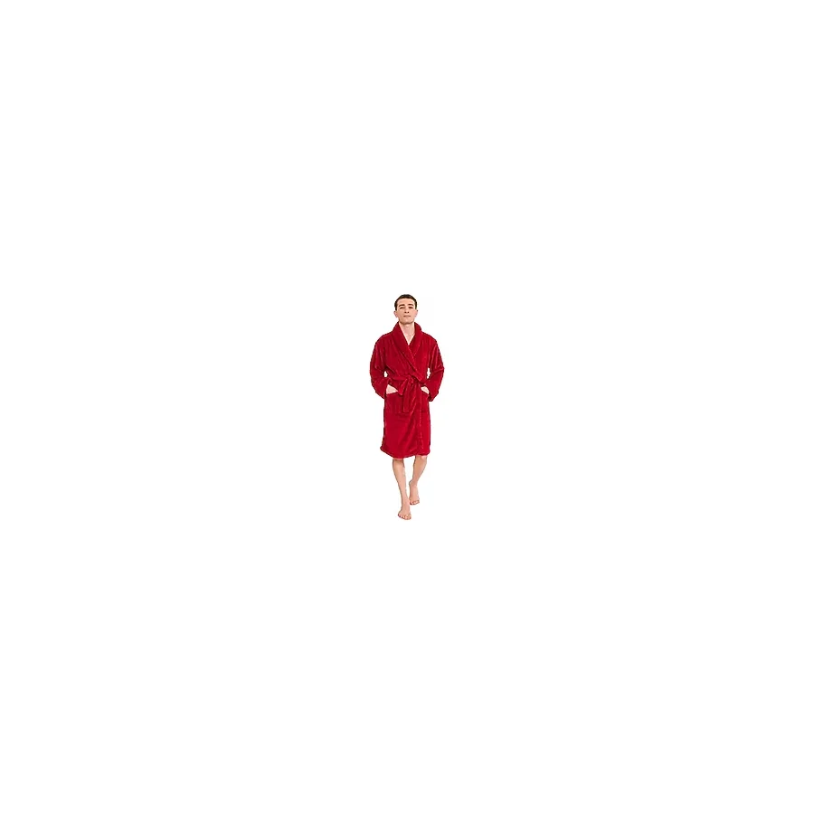 Miespiga Welsoft Teddy Erkek Sabahlık Bornoz Ev Giyim Ropdöşambır Çeyiz (Bordo Şal Yaka, M-L)