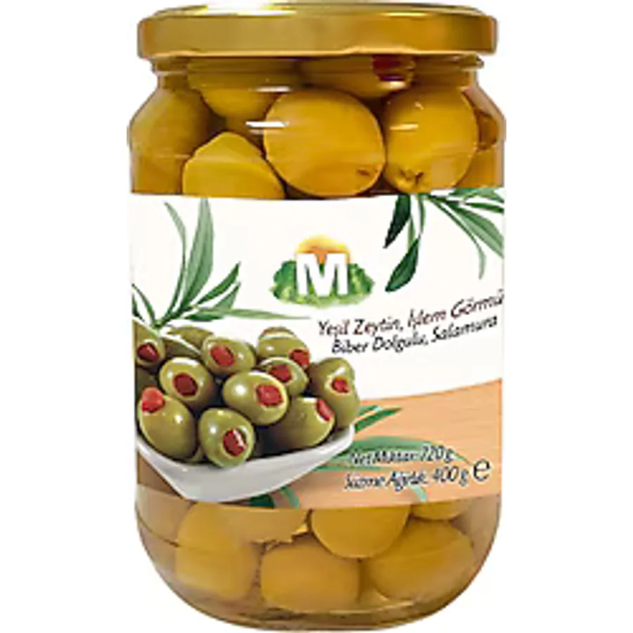 Migros Kırmızı Biber Dolgulu Yeşil Zeytin 720 gr