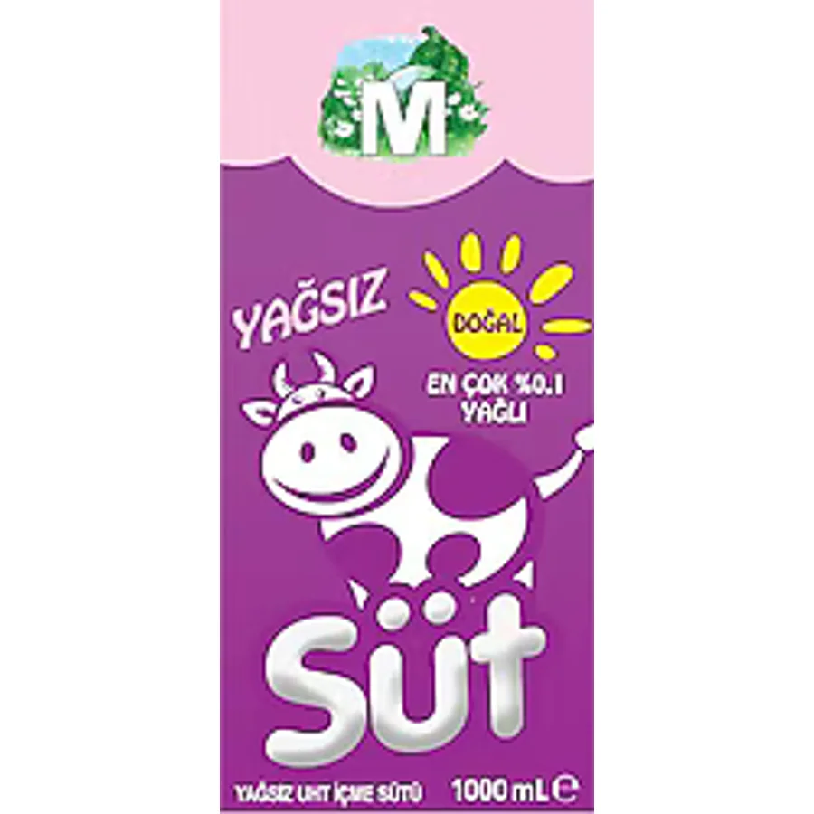 Migros Uht Yağsız Süt 1 lt