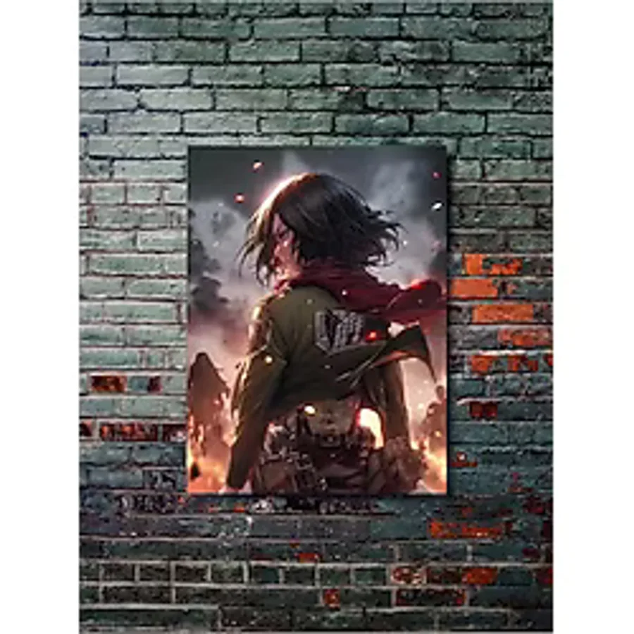 Mikasa Ackerman - Attack On Titan, Anime - Manga Serisi, Özel Tasarım Kağıt Poster, Duvar Sanatı