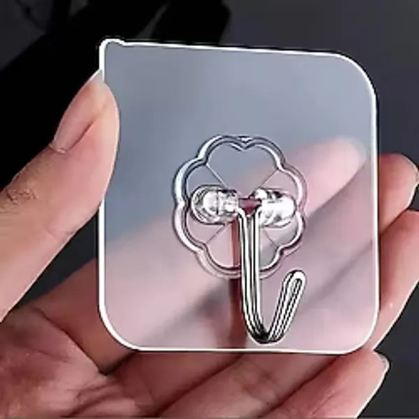 Mikasso 20 Adet Kapı Duvar Askısı, Kendinden Yapışkanlı Şeffaf Askı, Güçlü Kapı Askısı, 6X6CM Beyaz - Çok Renkli