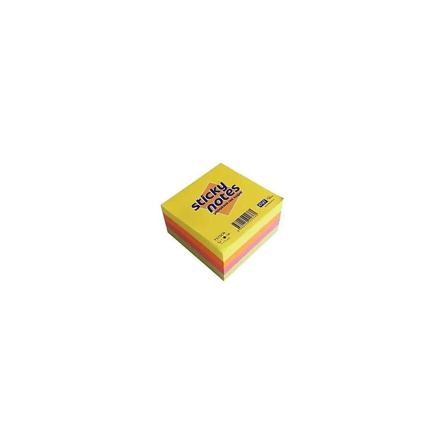 Mikasso Yapışkanlı Not Kağıdı Küp 75X75 400YP Neon 7575CN Yapışkanlı Not Kağıdı - Çok Renkli