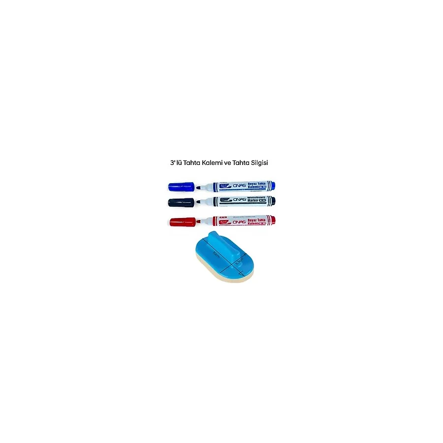 Mikro Ns-703 Yuvarlak Uç Beyaz Yazı Tahta Kalemi 3 Lü Set Kraf 575G Tahta Silgisi