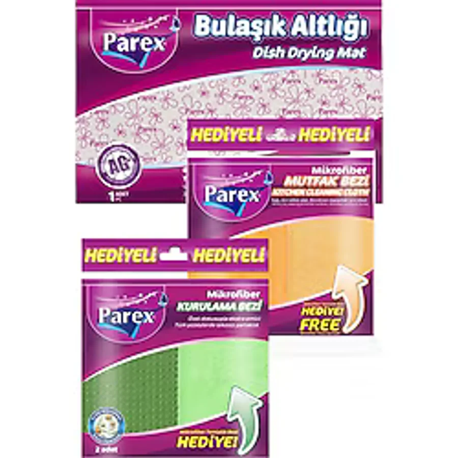 Mikrofiber Mutfak Bezi Kurulama Bezi ve Bulaşık Altlığı Paketi