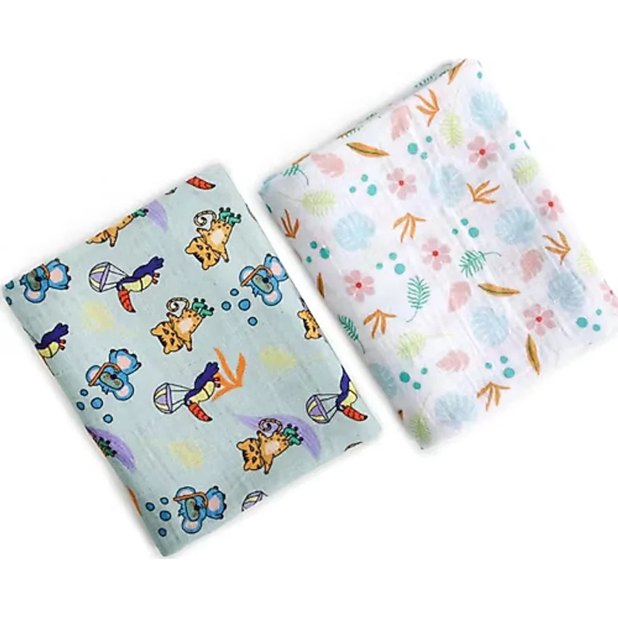 Milk&Moo 2'li Jungle Friends Müslin Örtü 100x130 cm