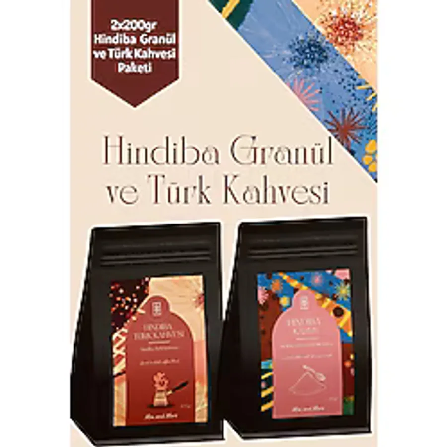 Mim and More 2 x 200 Gr Granül Hindiba Kahve & Granül Hindiba Türk Kahvesi Seti