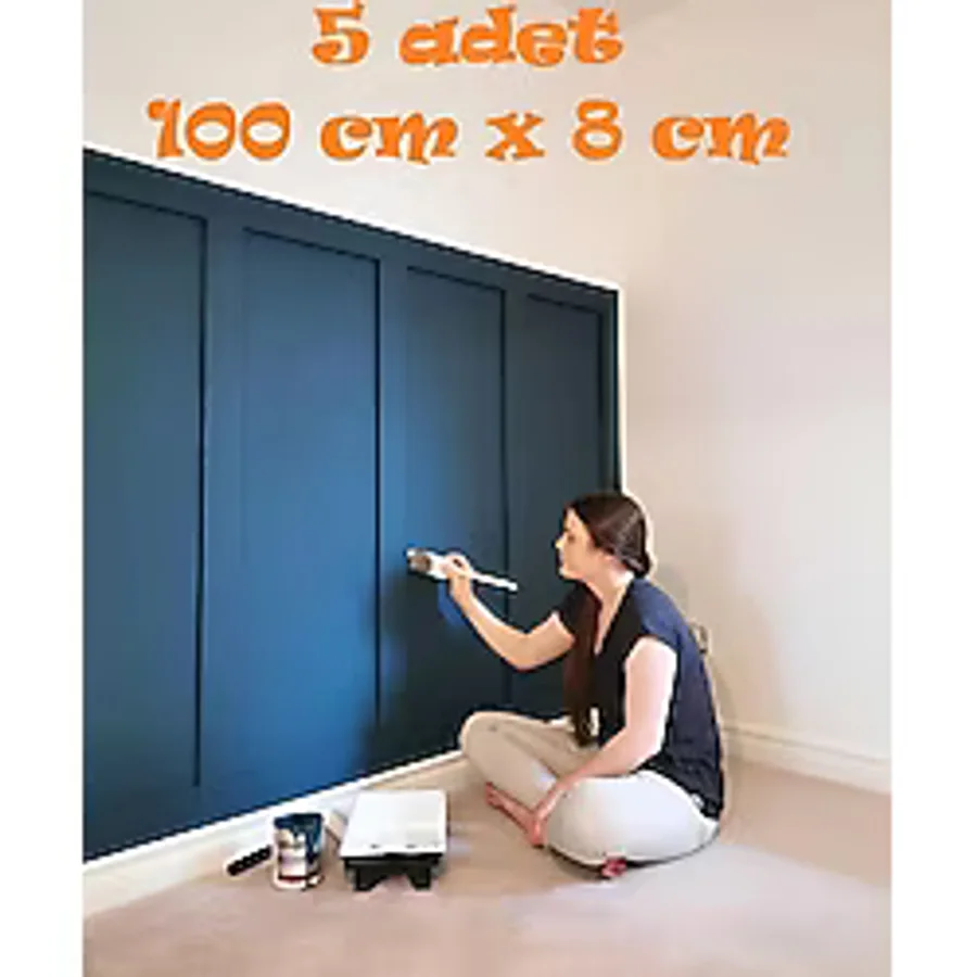 MİMES Iskandinav Duvar Çıtası 5 Adet 100 Cm x 8 Cm Dekoratif Duvar Çıtası Boyanabilir Duvar Dekoru Efsane