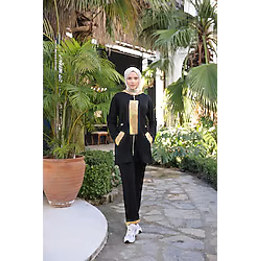 MİMİ Luxury Wear Tesettür Eşofman Takımı Fermuarlı Ikili Takım Kapüşonlu