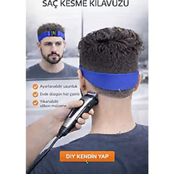 Mimlo Ayarlanabilir Silikon Saç Kesim Bandı ve Ense Tıraşı Şablonu - Evde Berber Fade Kesim Kılavuzu