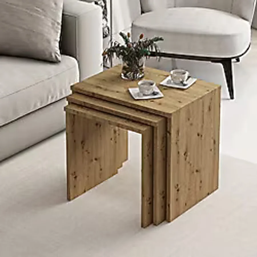 Minar Mobilya Alya New 3lü Zigon Sehpa Artisan Kahverengi