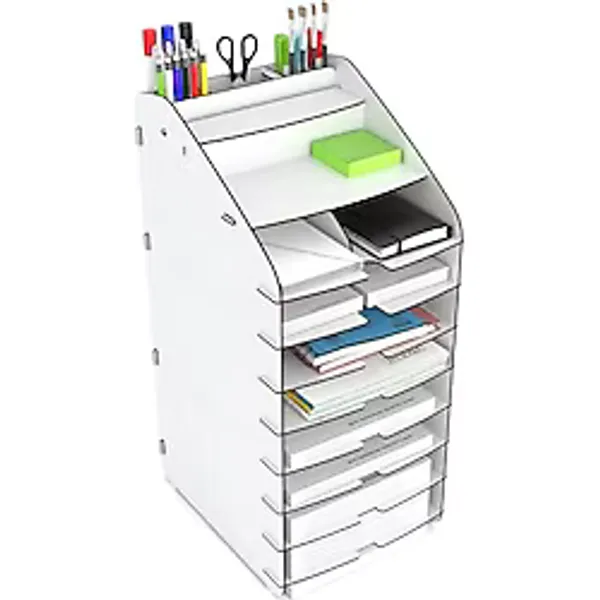 Mingitav Tower Ofis Masaüstü Organizer 10 Kat Letter A4 Evrak Rafı (Beyaz)
