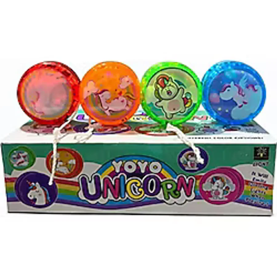 MİNGODAN LED Işıklı Rengarenk Yoyo İpli Topaç Unicorn Temalı Yoyo Oyuncak 1 Adet