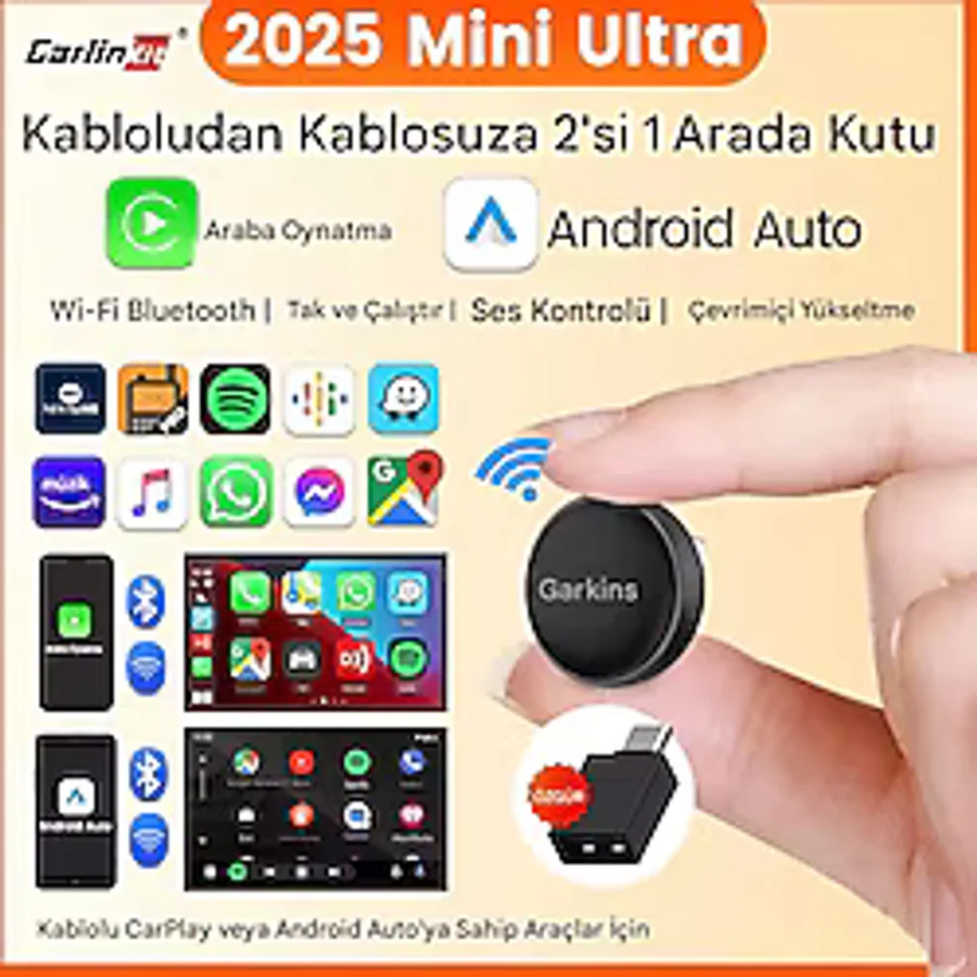 Mini 5.0 Ultra3 Kablosuz Carplay & Android Auto Adaptörü Dual Wifi Bt5.4 Otomatik Bağlantı Yeni Seri Diğer