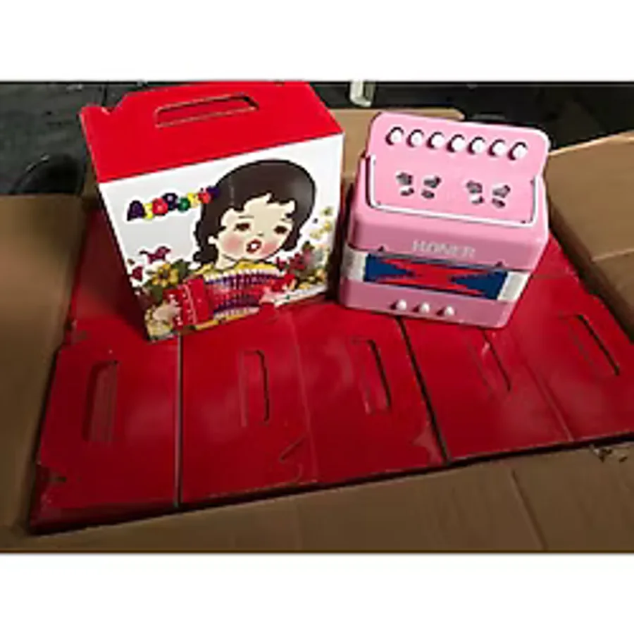 Mini Boy Pembe Çocuk Akordeonu, Eğlenceli ve Renkli Müzik Enstrümanı - Seçenek 1 - Ahşap