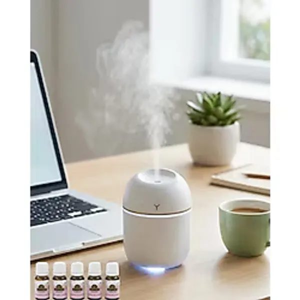 Mini Hava Nemlendirici Usb Bağlantılı Led Işıklı 5 Esans Hediyeli Aromaterapi Difüzörü