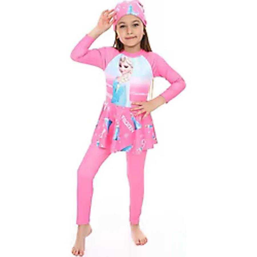 Miniğimin Cicileri Hassas Tenler İçin Taytlı Frzn Kız Mayo Takımı - Pembe - 3 - 4 Yaş