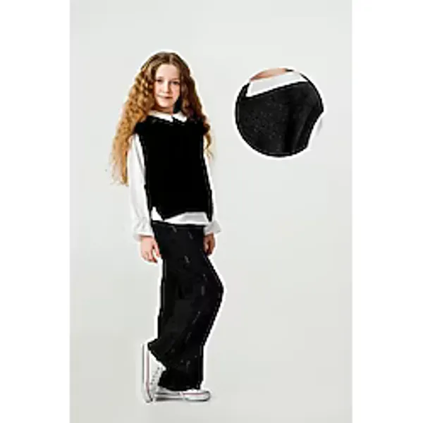 Miniko Kids Kız Çocuk Peluş Süveter Modelli 3lü Pantolonlu Takım - Siyah - 10 - 11 Yaş