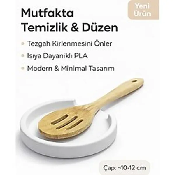 Minimal Tasarım Kaşık Altlığı - Isıya Dayanıklı Pla Kaşık Standı Mutfak Tezgah Koruyucu