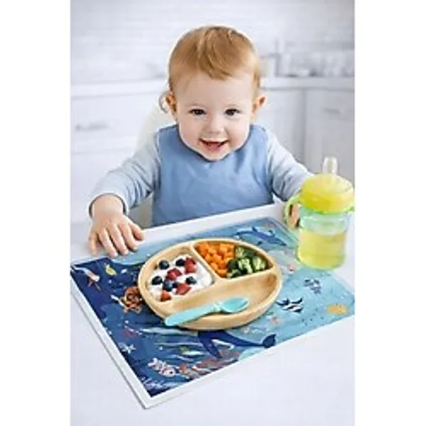 Minimono Bebekler İçin Tek Kullanımlık Beslenme Örtüsü - 30'lu Paket (30X45 Cm) - Kullan At Placemat - Açık Mavi