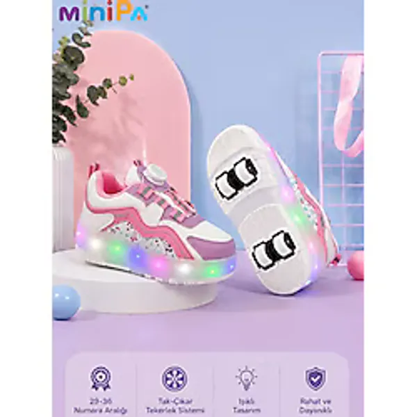 Minipa Mira 4 Tekerlekli Patenli Işıklı Spor & Paten Dönüşümlü Çocuk Ayakkabısı