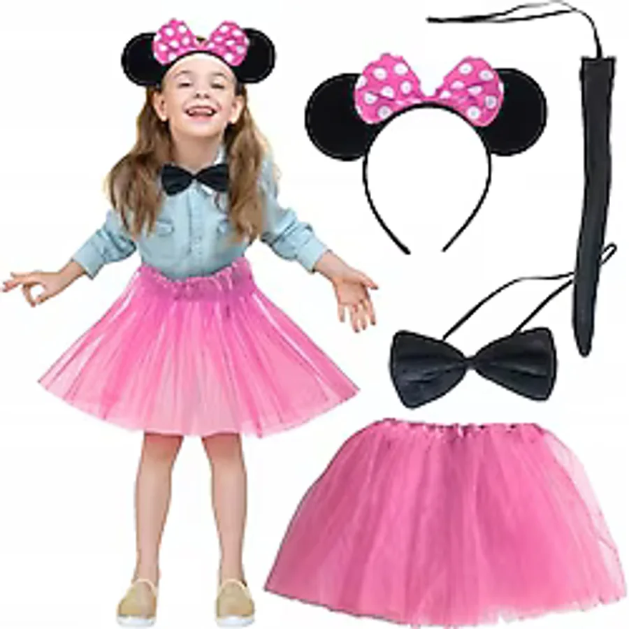 Minnie Kostüm Seti (Pembe Tütü Etek + Pembe Taç + Papyon + Kuyruk) (5250)