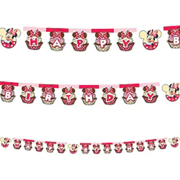 Minnie Mouse Happy Birthday Banner (Mini Fare Happy Birthday Parti Susu) - Ayni Gun Kargo