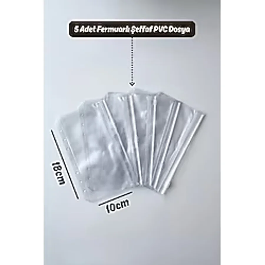 Mint Design A6 Şeffaf 5'li Kilitli-Fermuarlı Pvc Dosya