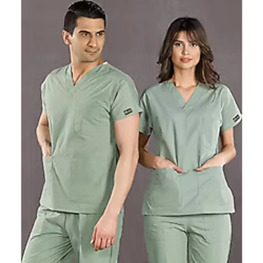 Mint Yeşil Likralı Doktor Hemşire Forması Scrubs Dr Greys Takım (Esnek Kumaş)