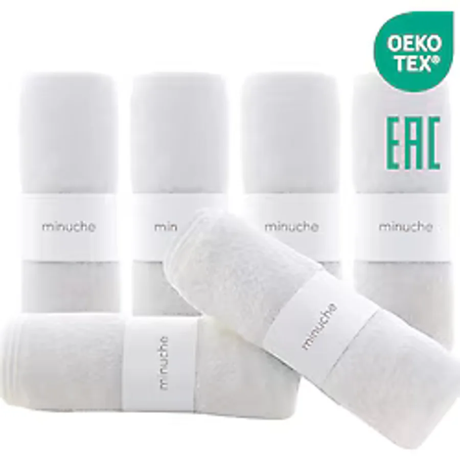 Minuche Bambu Bebek Havlusu 6'lı - Ultra Yumuşak ve Emici Bebek Banyo Yüz Havlusu - Hassas Ciltler - Beyaz - Ekru - Beyaz