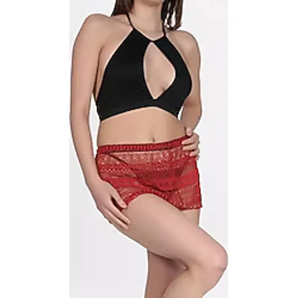 Miorre Fantezi Dantelli Etek Takım KIRMIZI L-XL