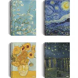miosho Vincent Van Gogh 4'lü Defter Seti Spiralli Defter 17 A5 Çizgisiz Her Biri 100 Sayfa Sanat