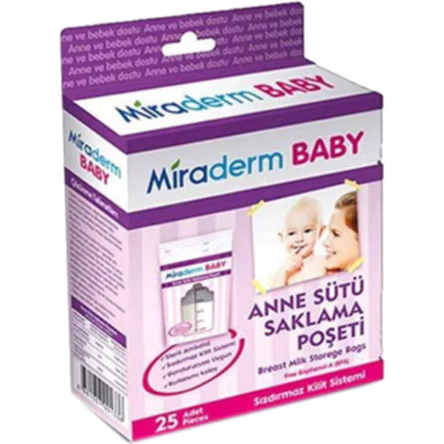 Miraderm Baby 25'li Anne Sütü Saklama Poşeti