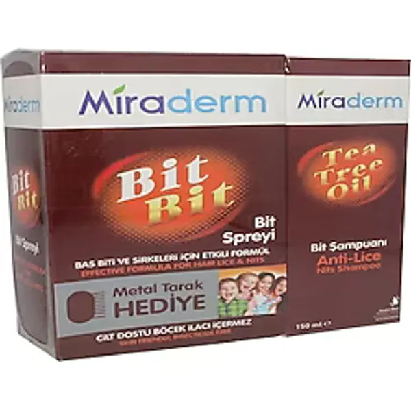 Miraderm Kaşıntı Önleyici Bit Şampuanı ve Sprey Seti - Hassas Saçlar İçin Tea Tree Oil, 150 ml, Bitkisel Formül, Paraben İçermez
