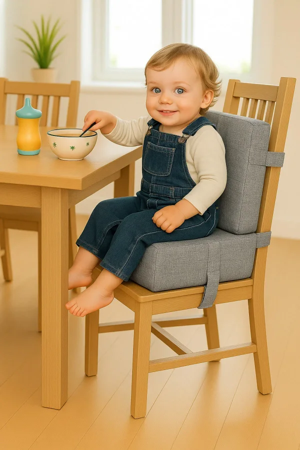 MİRALAY Bebekler ve Çocuklar İçin Sandalye Yükseltici Mama Sandalyesi Minderi Gri