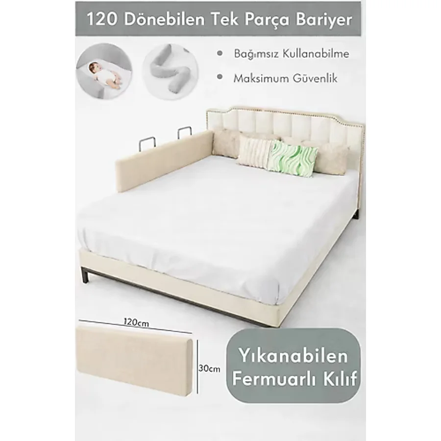 Miralay Yeni Nesil Yatak Bariyeri 120 CM Bej