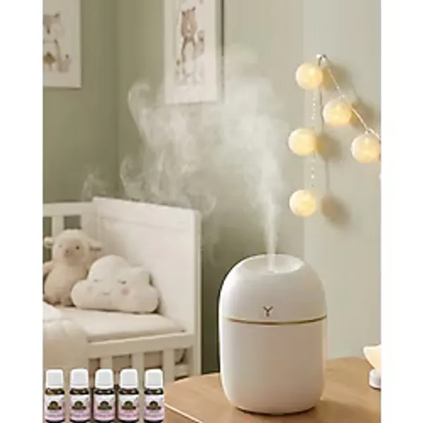 MiraLive Kompakt Mini Hava Nemlendirici 5 Esans Hediyeli LED Işıklı USB Aromaterapi Cihazı - Renkli