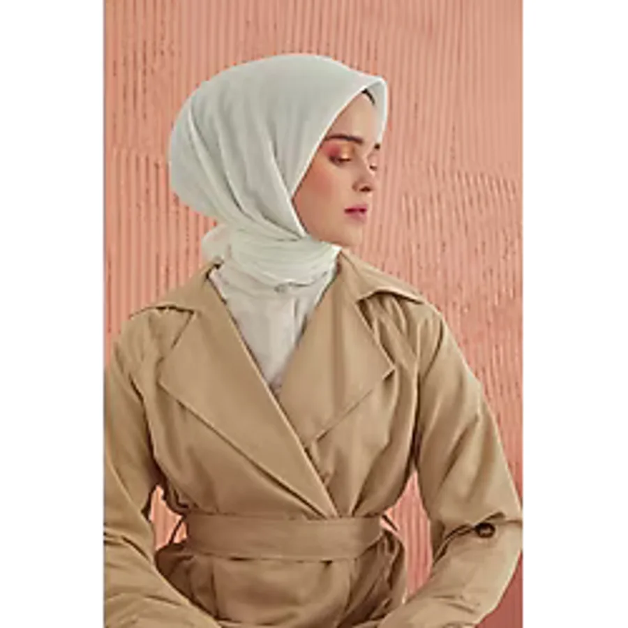 Miray Düz Pamuk Eşarp - Kırık Beyaz Beyaz