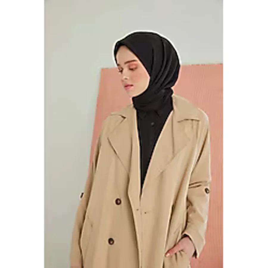 Miray Düz Pamuk Eşarp - Siyah Siyah
