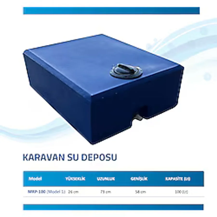 Mircan 100 Lt Mavi Su Deposu Karavan Contalı Kapak Vana Hediyemiz