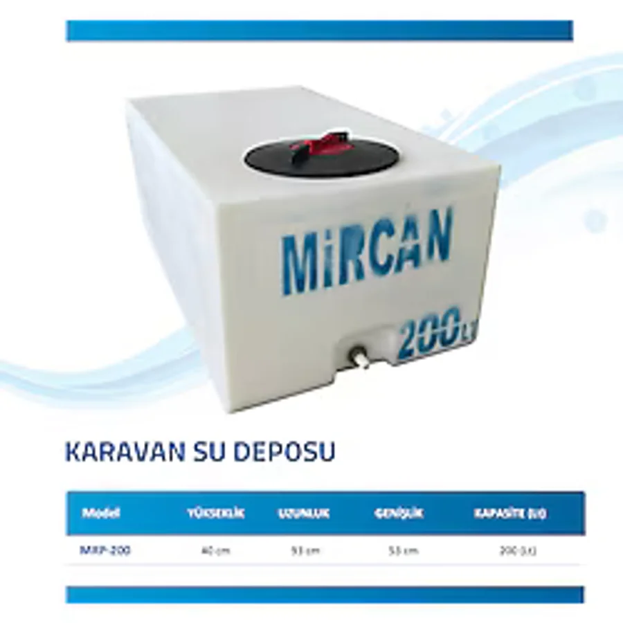 Mircan 200 Lt Kare Su Deposu Vana Hediye Tankı Bidonu Karavan