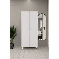 Mirobi Dolva Portmanto Vestiyer Askılık Dolabı Beyaz-Atlantik Çam