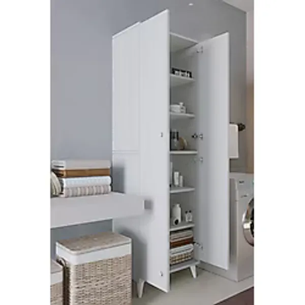 Mirobi Furex 6 Raflı 2 Kapaklı Çok Amaçlı Banyo Dolabı Beyaz