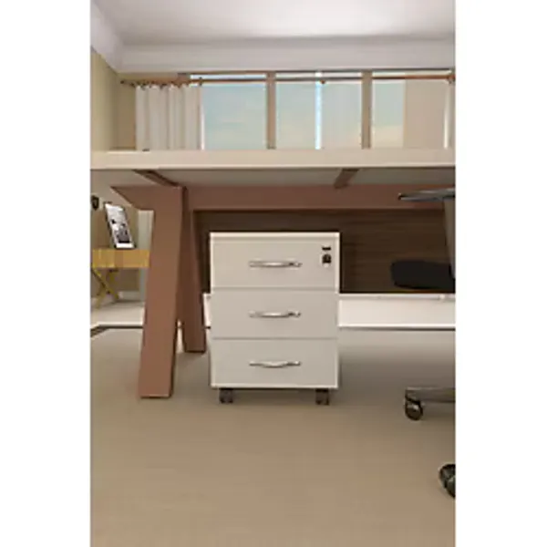 Mirobi Mirello 3 Çekmeceli, Kilitli, Tekerlekli Masa Altı Keson Beyaz