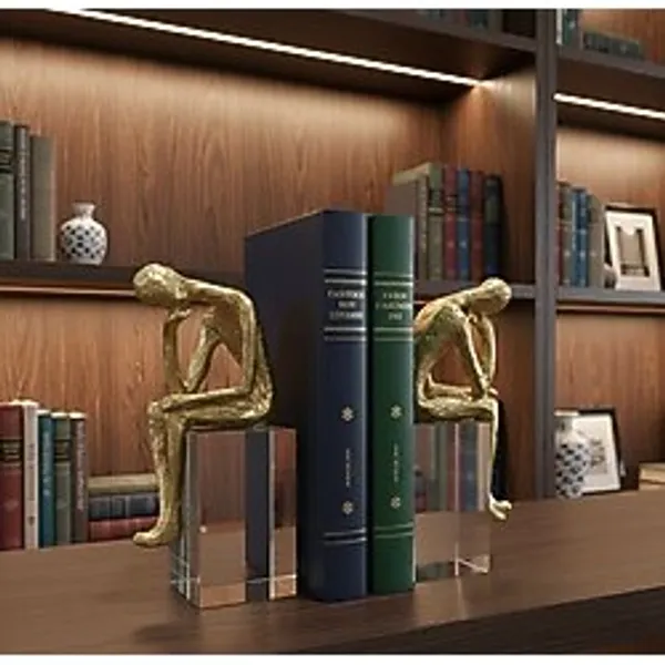 Mirsa Global Kitap Tutucu 2 li Kristal Kaideli Düşünen İnsan Biblo Kitap Tutucu