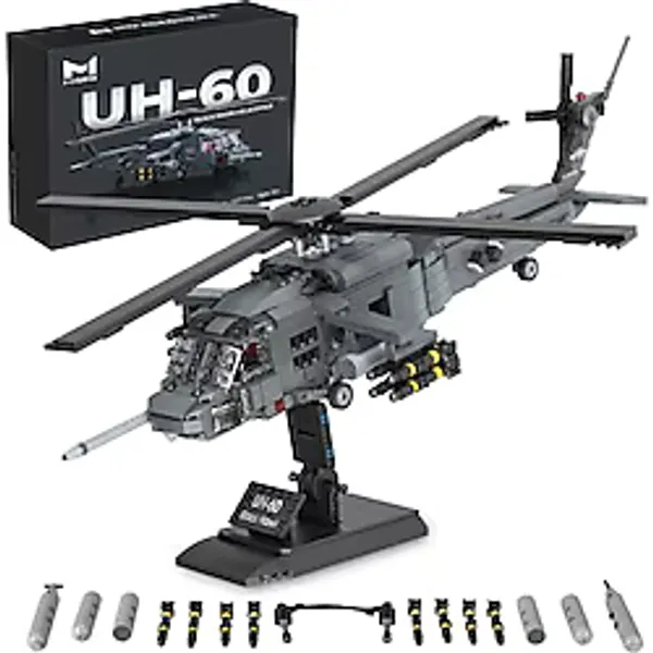 MISINI M8039 UH-60 Black Hawk Askeri Helikopter Yapı Seti, 1377 Adet Ordu Özel Kuvvetler Uçağı, 1:35 Ölçek, Yetişkin Koleksiyoncu Ekranı Genel Amaçlı ve Saldırı Helikopteri Hediye Oyuncak