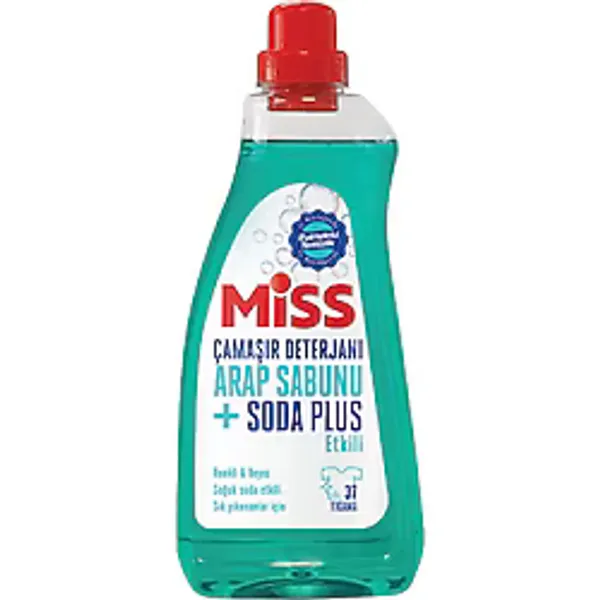 Miss Arap Sabunu ve Soda Plus Etkili Sıvı Çamaşır Deterjanı 1500 ml (Sepete 6 adet eklenir)